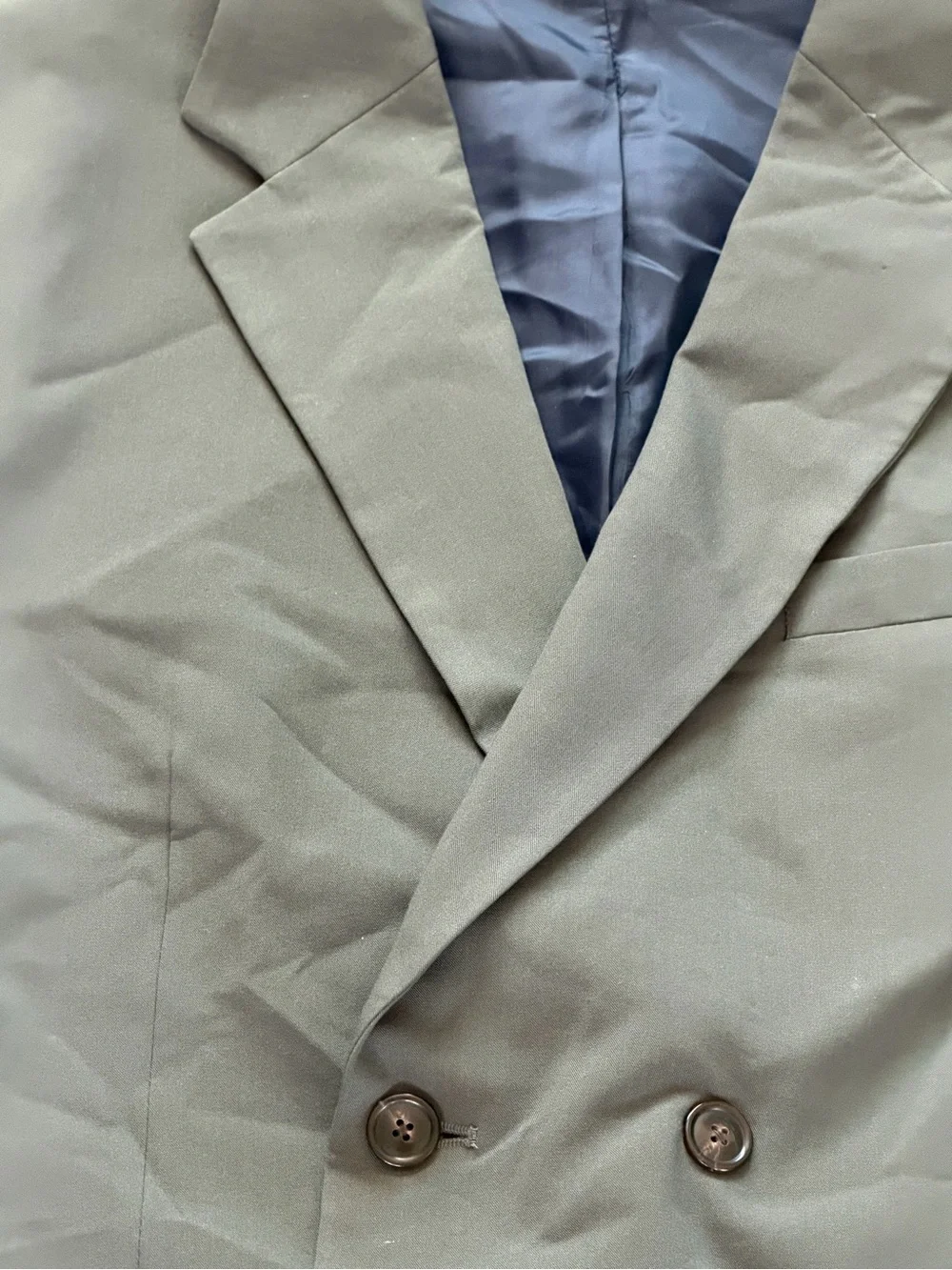 Zara Double-Breasted Olive Blazer Suit Size 40